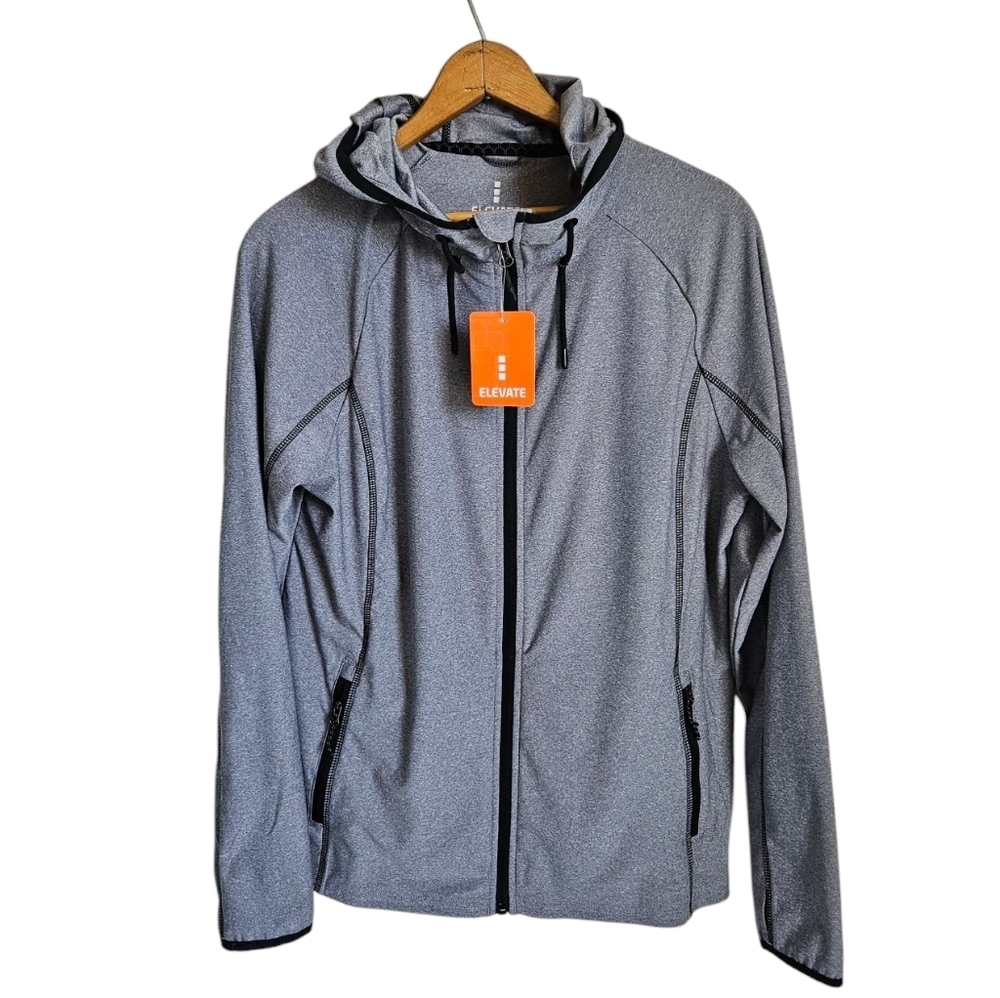 NWT Women's Elevate Gray Hooded Zip-up, Size Medium. Great Pockets!